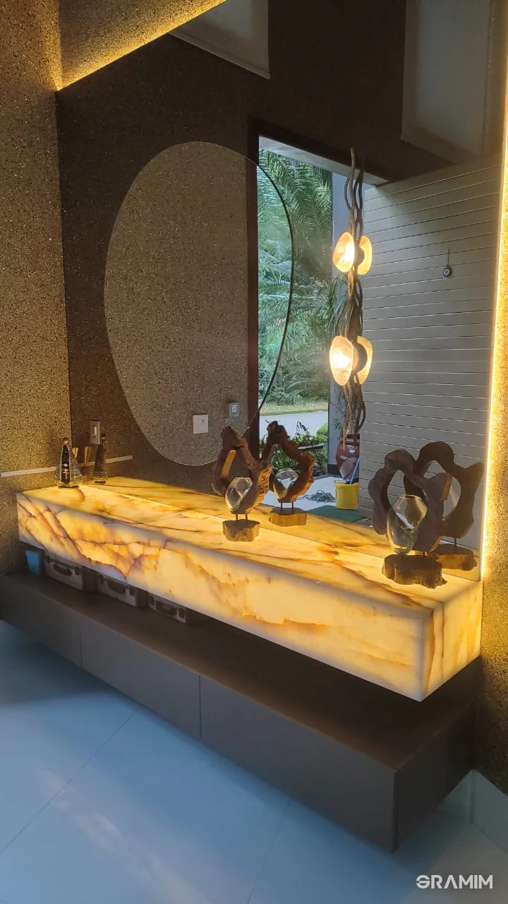 Lavatório de lavabo retroiluminado em Translúcido
